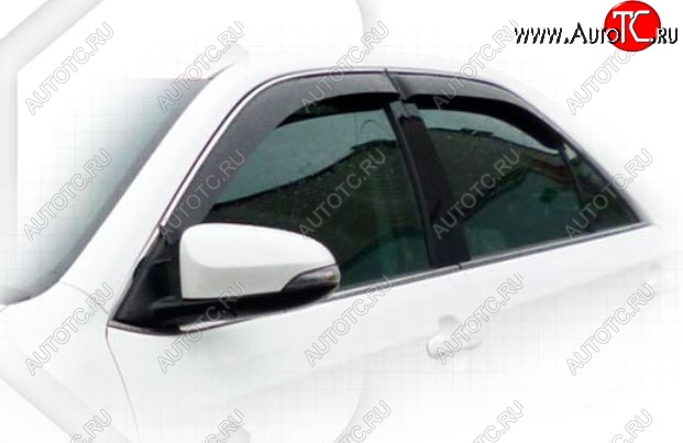 2 349 р. Дефлектора окон (EURO) CA-Plastic Toyota Camry XV50 дорестайлинг (2011-2014) (Classic полупрозрачный, Без хром.молдинга)  с доставкой в г. Пермь