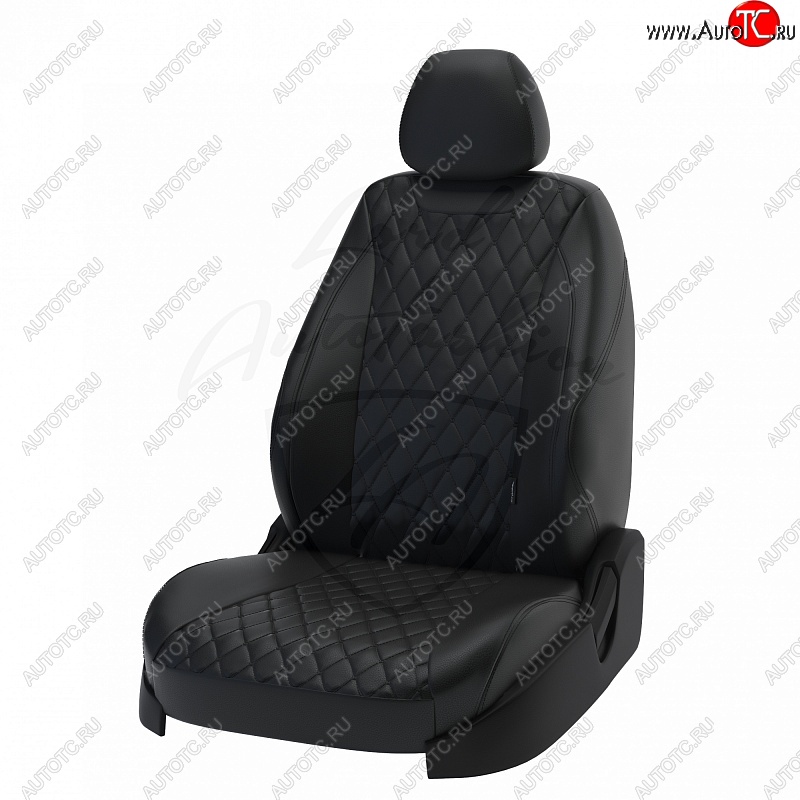 19 649 р. Чехлы для сидений Lord Autofashion Байрон (экокожа) Toyota Camry XV50 дорестайлинг (2011-2014) (Чёрный, вставка чёрная, строчка чёрная)  с доставкой в г. Пермь