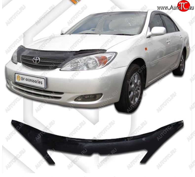 2 399 р. Дефлектор капота CA-Plastiс  Toyota Camry  XV30 (2001-2004) дорестайлинг (Classic черный, Без надписи)  с доставкой в г. Пермь
