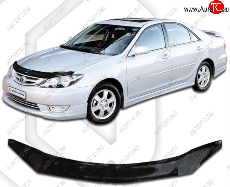 1 999 р. Дефлектор капота CA-Plastiс  Toyota Camry  XV30 (2004-2006) рестайлинг (Classic черный, Без надписи)  с доставкой в г. Пермь