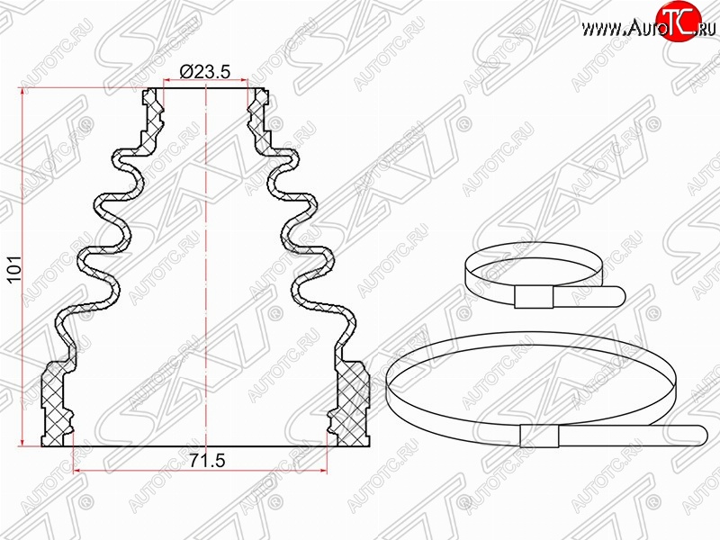 329 р. Пыльник ШРУСа (внутренний/передний) SAT Toyota Camry XV30 дорестайлинг (2001-2004)  с доставкой в г. Пермь