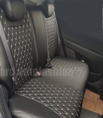 19 649 р. Чехлы для сидений Lord Autofashion Байрон (экокожа) Toyota Camry XV40 дорестайлинг (2006-2008) (Чёрный, вставка чёрная, строчка бежевая)  с доставкой в г. Пермь. Увеличить фотографию 4
