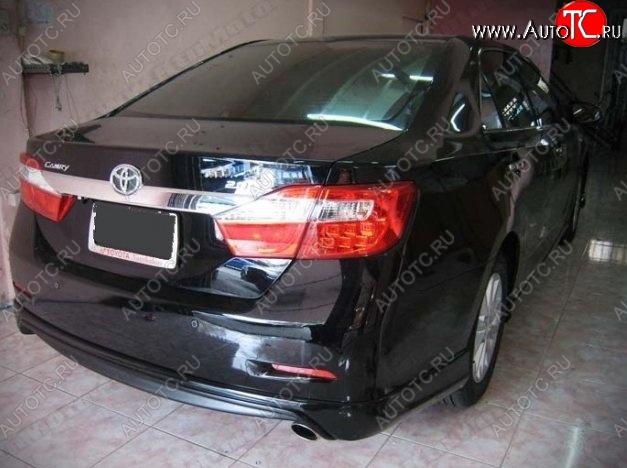 3 789 р. Накладка на задний бампер CT Toyota Camry XV50 дорестайлинг (2011-2014) (Неокрашенная)  с доставкой в г. Пермь