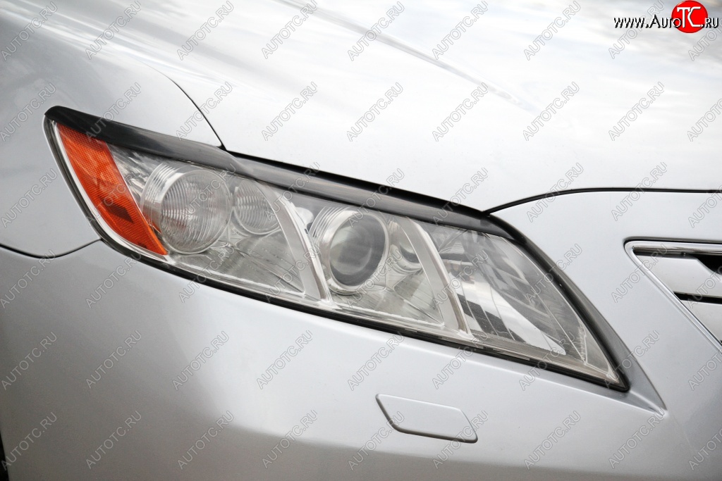 1 169 р. Реснички на фары RA (укороченные)  Toyota Camry  XV40 (2006-2008) дорестайлинг (Неокрашенные)  с доставкой в г. Пермь