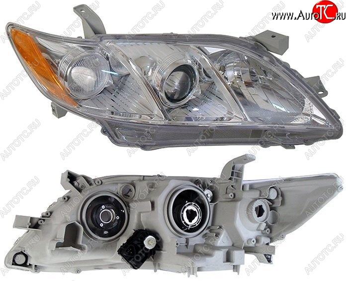 5 999 р. Правая фара SAT (желтый габарит) Toyota Camry XV40 дорестайлинг (2006-2008)  с доставкой в г. Пермь