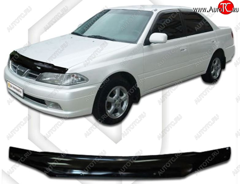 1 999 р. Дефлектор капота CA-Plastiс  Toyota Carina  Е210 (1998-2001) седан рестайлинг (Classic черный, Без надписи)  с доставкой в г. Пермь