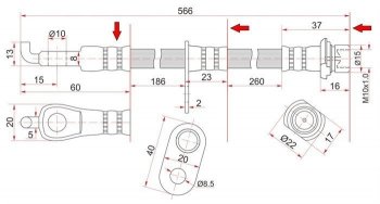 Тормозной шланг SAT (передний) Toyota Mark 2 X110 седан дорестайлинг (2000-2002)