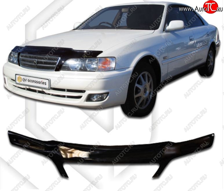 2 199 р. Дефлектор капота CA-Plastiс  Toyota Chaser (1996-2001) (Classic черный, Без надписи)  с доставкой в г. Пермь