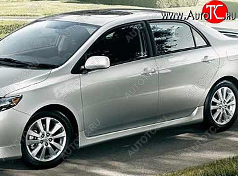 7 399 р. Пороги накладки CT Toyota Corolla E150 седан рестайлинг (2009-2013) (Неокрашенные)  с доставкой в г. Пермь