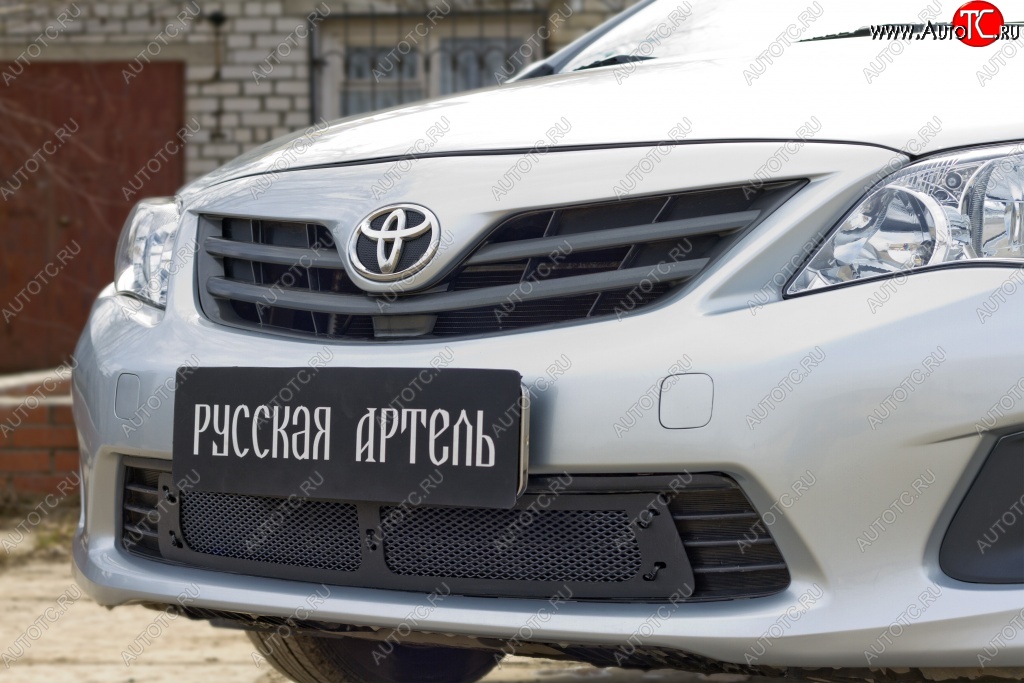 1 859 р. Защитная сетка решетки переднего бампера РА  Toyota Corolla  E150 (2009-2013) седан рестайлинг  с доставкой в г. Пермь