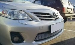 1 539 р. Сетка на бампер Russtal (хром) Toyota Corolla E150 седан рестайлинг (2009-2013)  с доставкой в г. Пермь. Увеличить фотографию 2