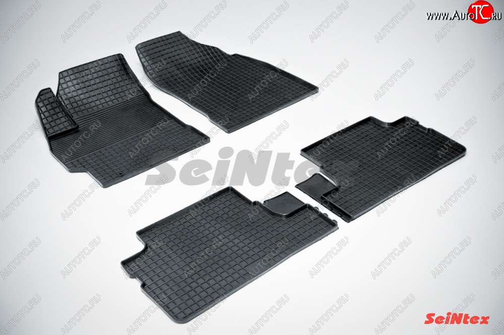 3 299 р. Износостойкие коврики в салон с рисунком Сетка SeiNtex Premium 4 шт. (резина)  Toyota Corolla  E150 (2006-2010) седан дорестайлинг  с доставкой в г. Пермь