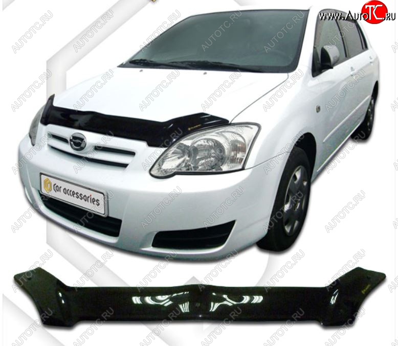 1 999 р. Дефлектор капота (Е121, 123, 124) CA-Plastiс Toyota Corolla E120 хэтчбек рестайлинг (2004-2007) (Classic черный, Без надписи)  с доставкой в г. Пермь