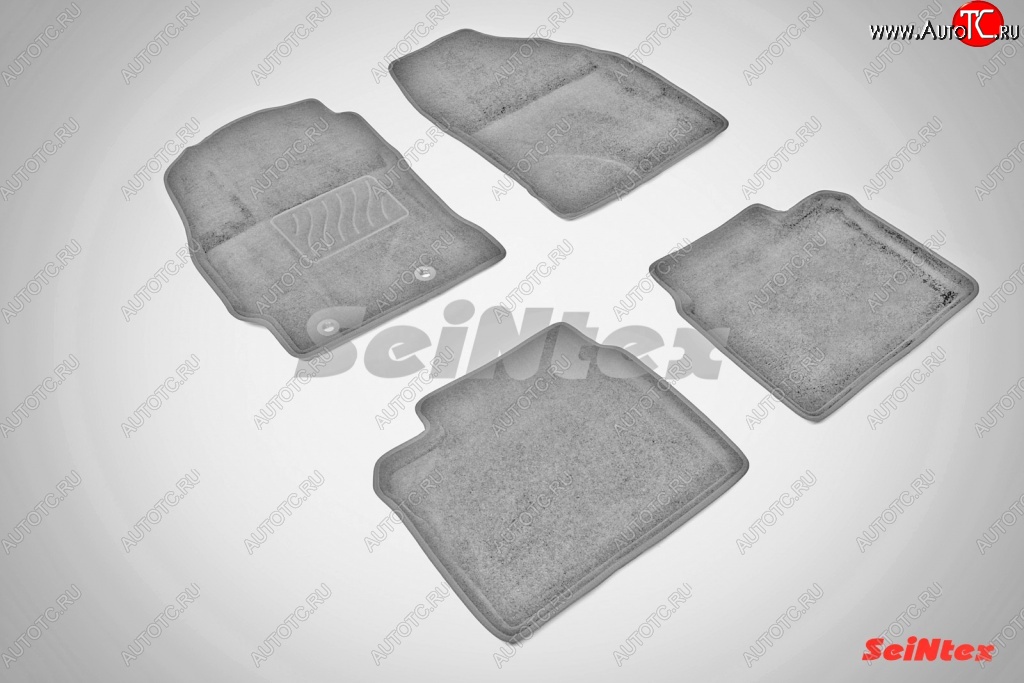 7 399 р. Износостойкие коврики в салон SeiNtex Premium 3D 4 шт. (ворсовые, серые) Toyota Corolla E180 рестайлинг (2016-2019)  с доставкой в г. Пермь