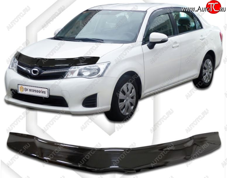 2 079 р. Дефлектор капота CA-Plastiс Toyota Corolla Axio (E160) седан дорестайлинг (2012-2016) (Classic черный, Без надписи)  с доставкой в г. Пермь