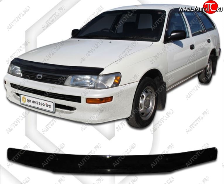 1 899 р. Дефлектор капота (E100, 103) CA-Plastiс  Toyota Corolla  E110 (1997-2000) универсал дорестайлинг (Classic черный, Без надписи)  с доставкой в г. Пермь