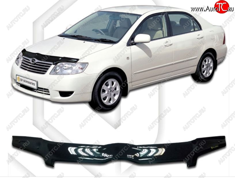 1 999 р. Дефлектор капота CA-Plastiс  Toyota Corolla  E120 (2004-2007) седан рестайлинг (Classic черный, Без надписи)  с доставкой в г. Пермь