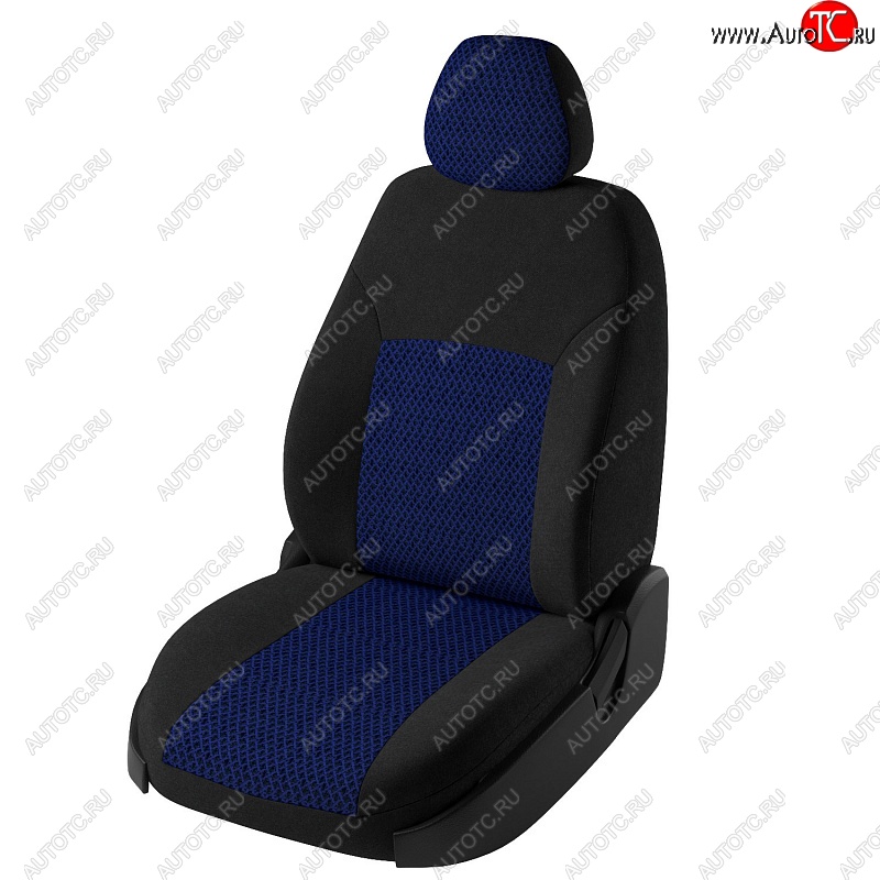 4 599 р. Чехлы для сидений Дублин (жаккард)  Toyota Corolla ( E150,  E140) (2006-2013) седан дорестайлинг, седан рестайлинг (Черный, вставка Рогожка - синий)  с доставкой в г. Пермь