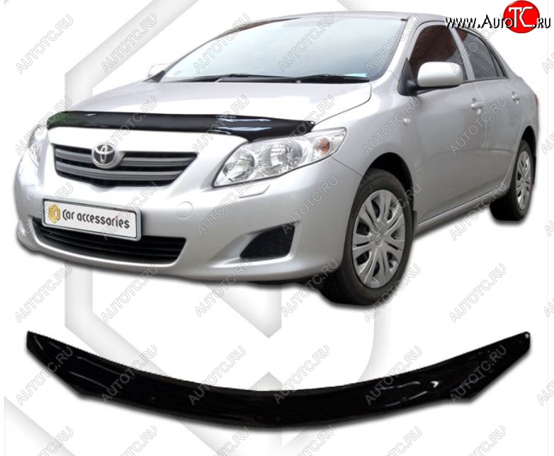2 099 р. Дефлектор капота CA-Plastiс Toyota Corolla E150 седан дорестайлинг (2006-2010) (Classic черный, Без надписи)  с доставкой в г. Пермь