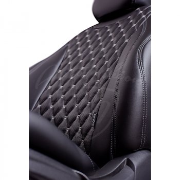 13 949 р. Чехлы для сидений Lord Autofashion Байрон (экокожа, 60/40, подлокотник, отдельные бока, 2 П- и 1 Г-образных подголовника)  Toyota Corolla  E150 (2006-2013) седан дорестайлинг, седан рестайлинг (Черный, вставка черная, строчка серая)  с доставкой в г. Пермь. Увеличить фотографию 2