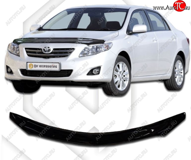 2 099 р. Дефлектор капота CA-Plastiс Toyota Corolla E150 седан рестайлинг (2009-2013) (Classic черный, Без надписи)  с доставкой в г. Пермь