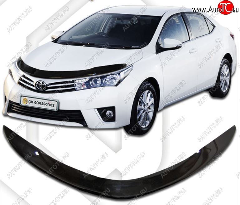 2 079 р. Дефлектор капота CA-Plastiс Toyota Corolla E180 дорестайлинг (2013-2016) (Classic черный, Без надписи)  с доставкой в г. Пермь