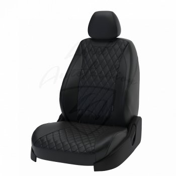 Чехлы для сидений Lord Autofashion Байрон (экокожа) Toyota Corolla E180 дорестайлинг (2013-2016) (Чёрный, вставка чёрная, строчка чёрная)