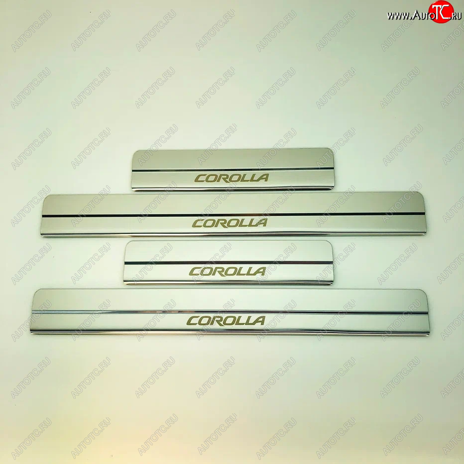 2 199 р. Накладки порожков салона INOX Toyota Corolla E210 седан дорестайлинг (2018-2022) (Нержавеющая сталь)  с доставкой в г. Пермь