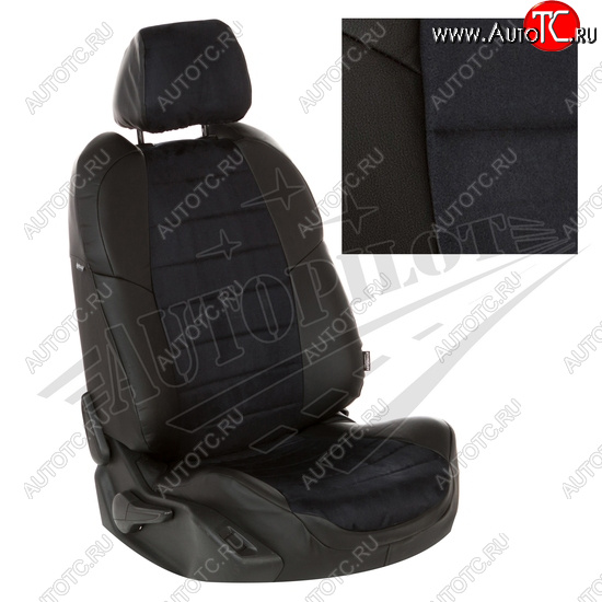 8 399 р. Чехлы сидений AUTOPILOT Алькантара (40/60 с задним подлокотника, Comfort / Prestige)  Toyota Corolla  E210 (2018-2022) седан дорестайлинг (Черный + Черный)  с доставкой в г. Пермь