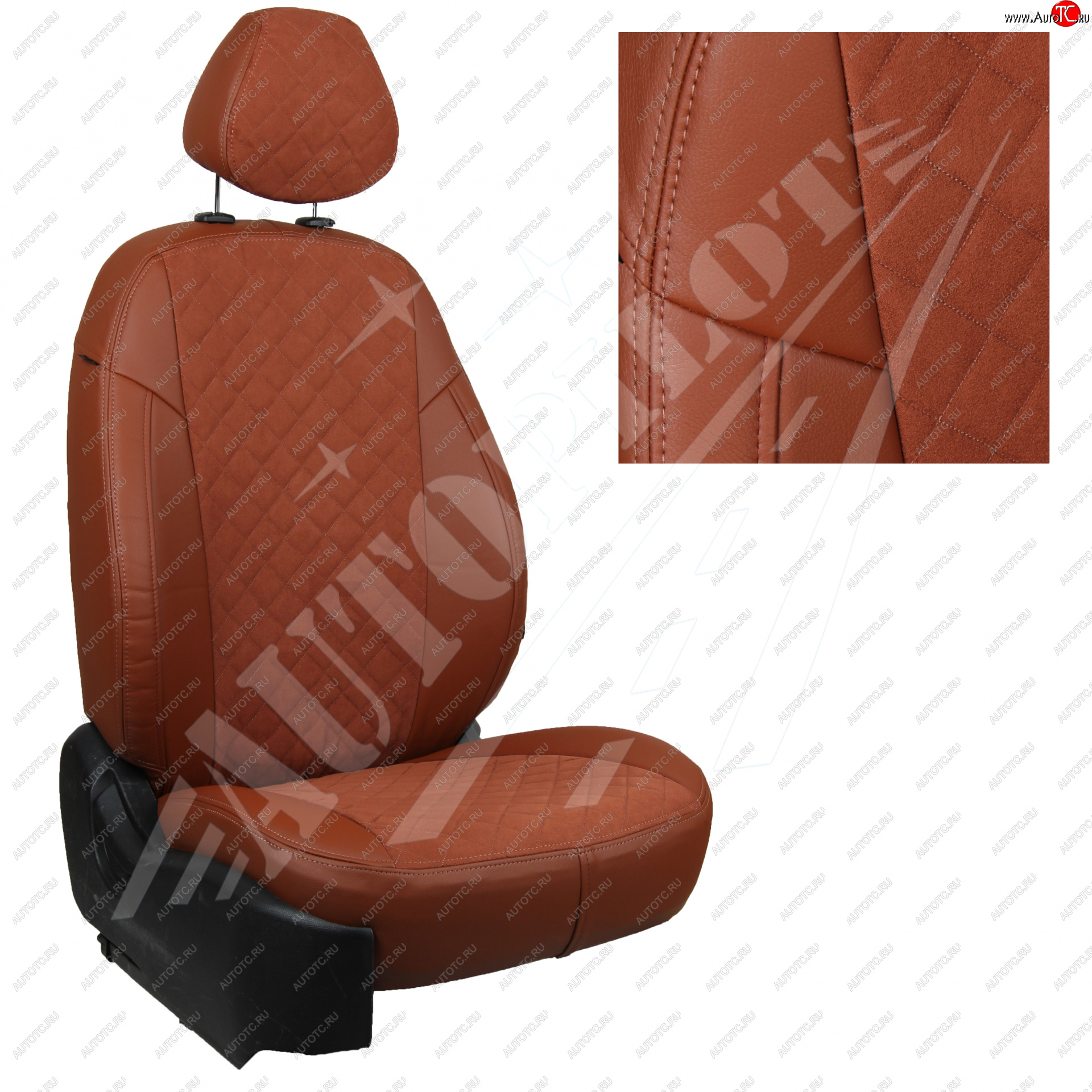 8 749 р. Чехлы сидений (40/60 с задним подлокотника, Comfort / Prestige, экокожа/алькантара) AUTOPILOT Ромб   Toyota Corolla  E210 (2018-2022) седан дорестайлинг (Коричневый + Коричневый)  с доставкой в г. Пермь