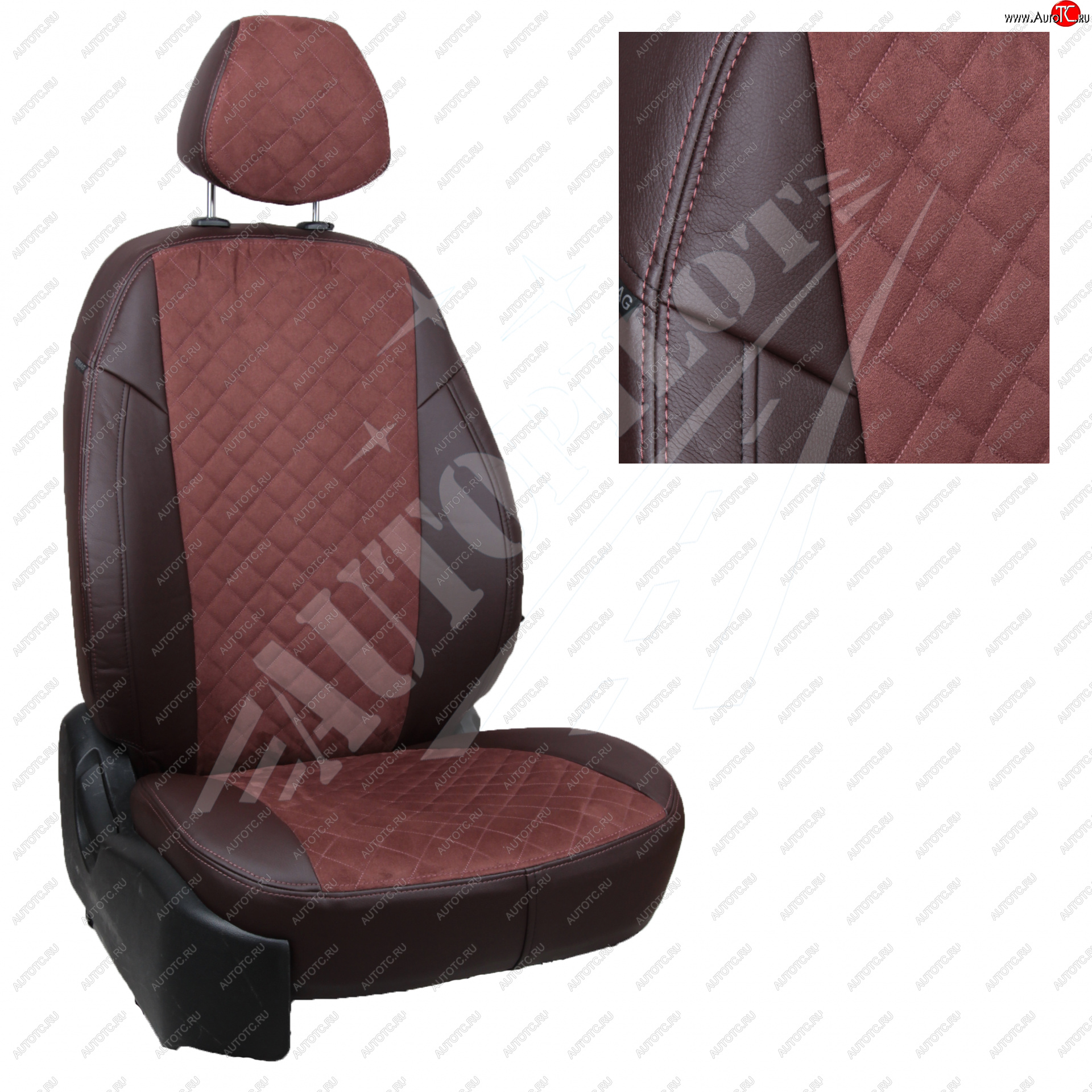 14 449 р. Чехлы сидений (40/60 с задним подлокотника, Comfort / Prestige, экокожа/алькантара) AUTOPILOT Ромб   Toyota Corolla  E210 (2018-2022) седан дорестайлинг (Шоколад + Шоколад)  с доставкой в г. Пермь