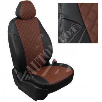 Чехлы сидений AUTOPILOT Экокожа Ромб (40/60 с задним подлокотника, Comfort / Prestige) Toyota Corolla  E210 (2018-2022) седан дорестайлинг (Черный + Темно коричневый)