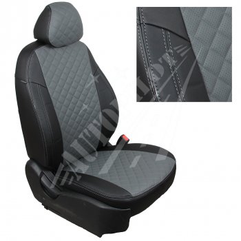 Чехлы сидений AUTOPILOT Экокожа Ромб (40/60 с задним подлокотника, Comfort / Prestige) Toyota Corolla  E210 (2018-2022) седан дорестайлинг (Черный + Серый)