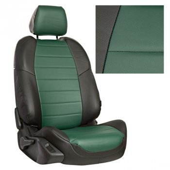 Чехлы сидений AUTOPILOT Экокожа (40/60 с задним подлокотника, Comfort / Prestige) Toyota Corolla  E210 (2018-2022) седан дорестайлинг (Черный + Зеленый)