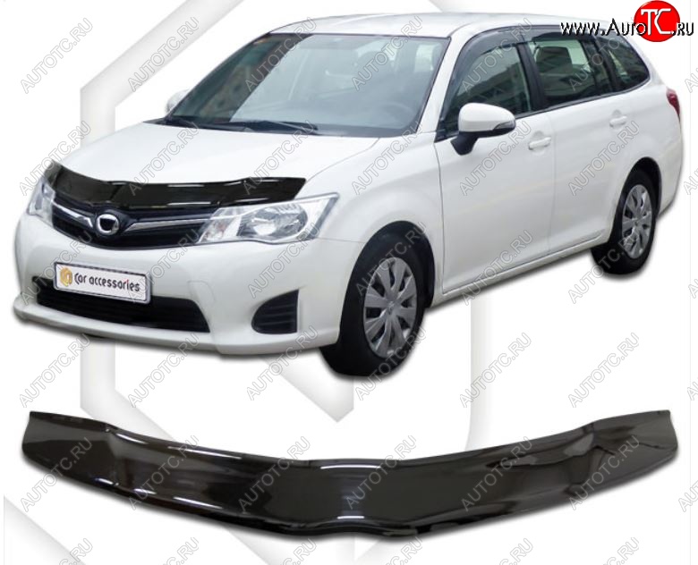 2 079 р. Дефлектор капота CA-Plastiс Toyota Corolla Fielder E160 универсал дорестайлинг (2012-2015) (Classic черный, Без надписи)  с доставкой в г. Пермь