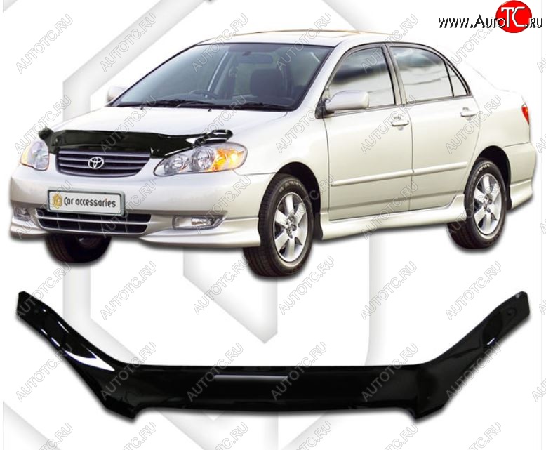 1 999 р. Дефлектор капота CA-Plastiс  Toyota Corolla  E130 (2003-2007) седан USA (Classic черный, Без надписи)  с доставкой в г. Пермь