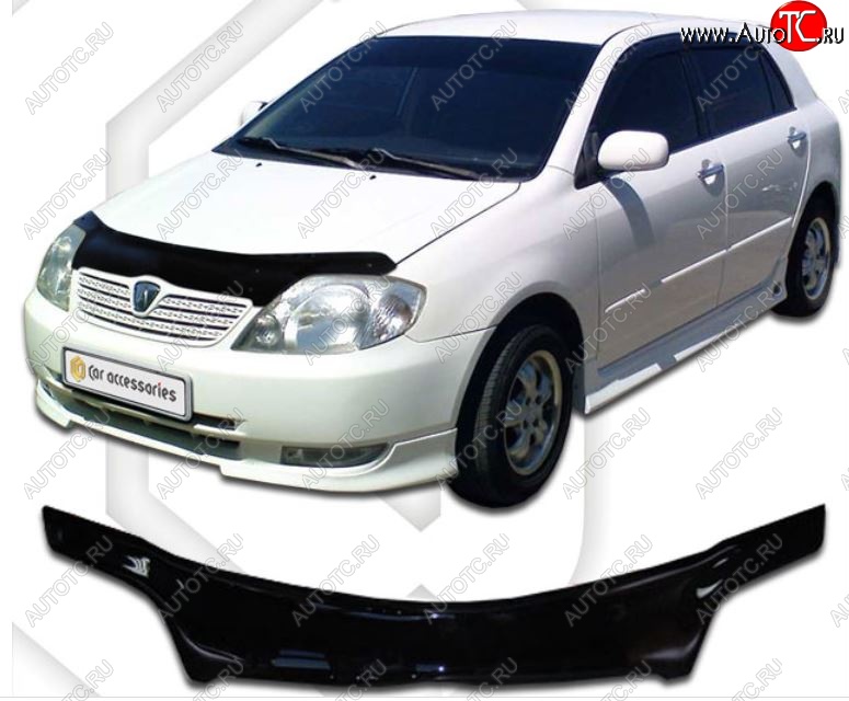 2 159 р. Дефлектор капота (E121-124 до 2002) CA-Plastiс Toyota Corolla Runx E120 хэтчбэк 5 дв. дорестайлинг (1999-2002) (Classic черный, Без надписи)  с доставкой в г. Пермь