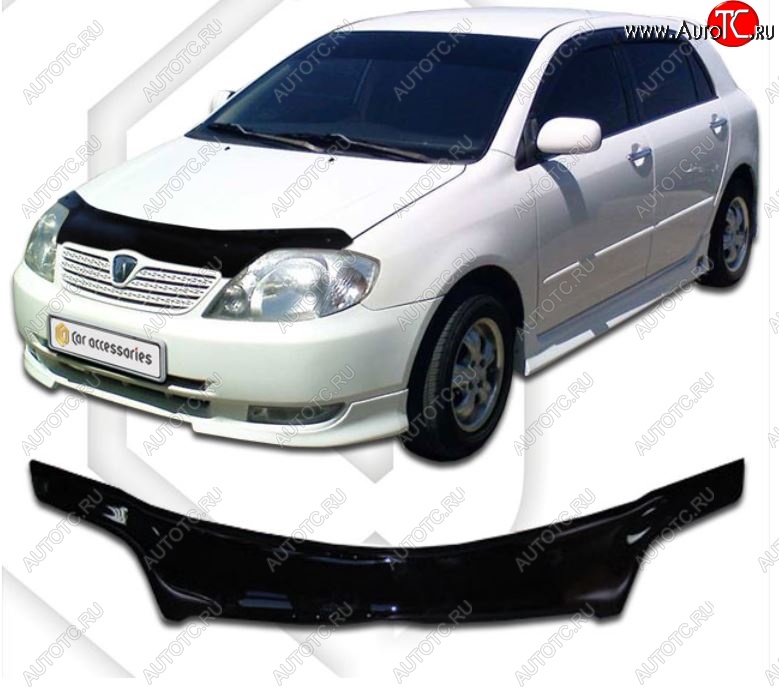 2 159 р. Дефлектор капота CA-Plastiс  Toyota Allex  E12# (2002-2004) рестайлинг (Classic черный, Без надписи)  с доставкой в г. Пермь