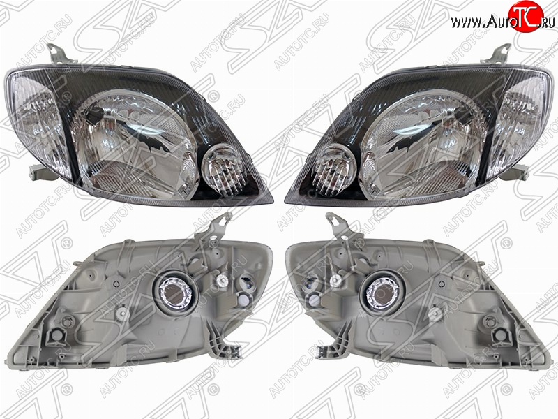 7 899 р. Фара передняя SAT (комплект, черные) Toyota Corolla E120 хэтчбек 5 дв. дорестайлинг (2000-2004)  с доставкой в г. Пермь