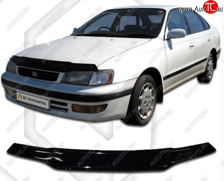 1 899 р. Дефлектор капота CA-Plastiс Toyota Corona T190 седан дорестайлинг (1992-1994) (Classic черный, Без надписи)  с доставкой в г. Пермь