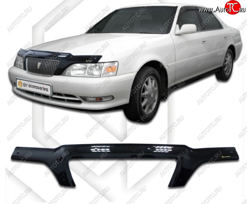 2 159 р. Дефлектор капота CA-Plastiс  Toyota Cresta  X100 (1996-1998) дорестайлинг (Classic черный, Без надписи)  с доставкой в г. Пермь