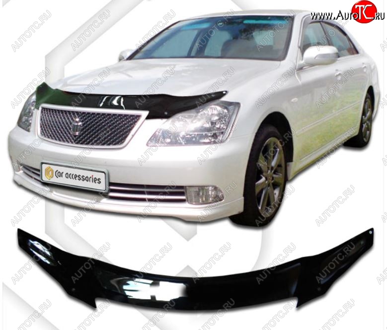 2 199 р. Дефлектор капота CA-Plastiс  Toyota Crown  S180 (2005-2008) седан рестайлинг (Classic черный, Без надписи)  с доставкой в г. Пермь