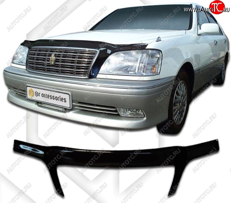 2 599 р. Дефлектор капота CA-Plastiс exclusive Toyota Crown S170 седан (1999-2003) (серия Classic черный, Без надписи)  с доставкой в г. Пермь