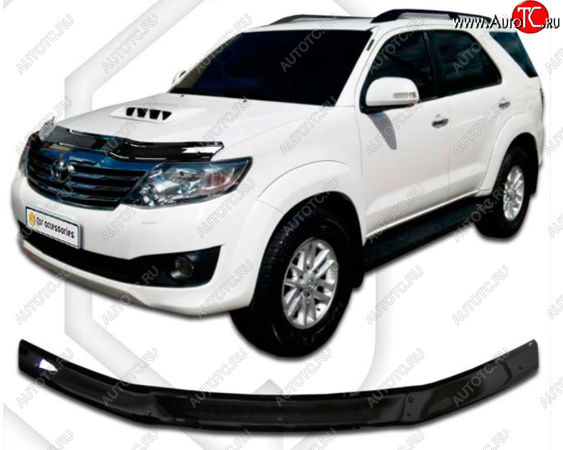 1 999 р. Дефлектор капота CA-Plastiс Toyota Fortuner AN50/AN60 2-ой рестайлинг (2011-2015) (Classic черный, Без надписи)  с доставкой в г. Пермь