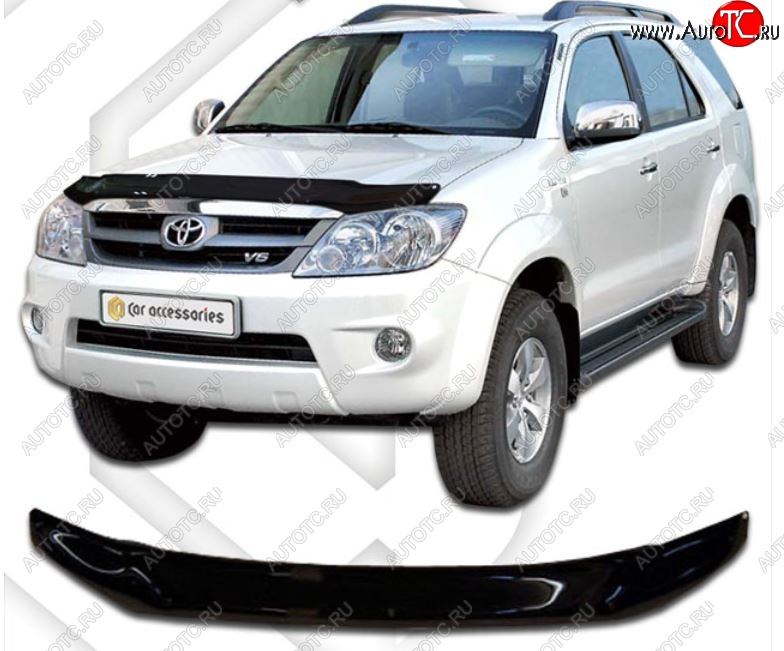 2 079 р. Дефлектор капота CA-Plastiс Toyota Fortuner AN50/AN60 дорестайлинг (2004-2008) (Classic черный, Без надписи)  с доставкой в г. Пермь