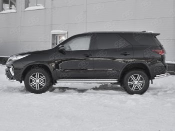 Порожки для ног (труба Ø63) SLITKOFF Toyota Fortuner  AN160 (2015-2025) дорестайлинг, рестайлинг (лист - алюминий, профиль - сталь)