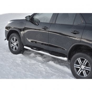 24 549 р. Пороги труба d76 с накладкой (v1) SLITKOFF  Toyota Fortuner  AN160 (2015-2025) дорестайлинг, рестайлинг  с доставкой в г. Пермь. Увеличить фотографию 4