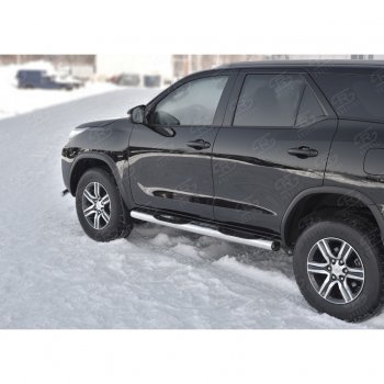 22 549 р. Пороги труба d76 с накладкой (v2) SLITKOFF Toyota Fortuner AN160 дорестайлинг (2015-2020)  с доставкой в г. Пермь. Увеличить фотографию 2