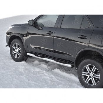 22 549 р. Пороги труба d76 с накладкой (v2) SLITKOFF Toyota Fortuner AN160 дорестайлинг (2015-2020)  с доставкой в г. Пермь. Увеличить фотографию 3