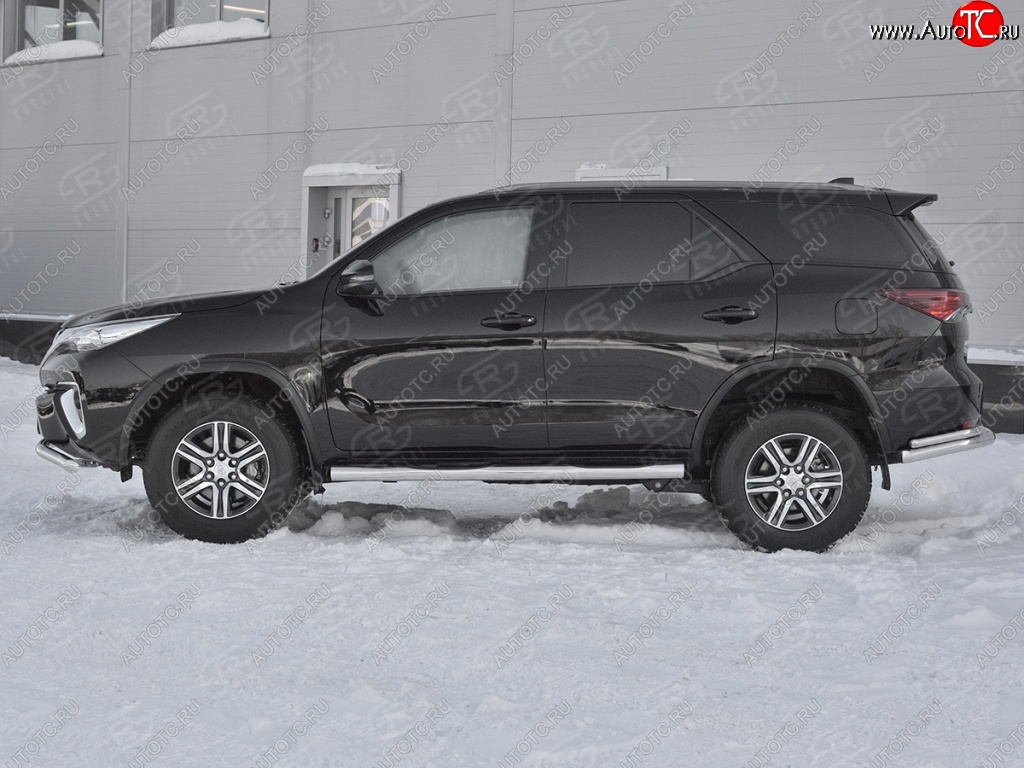 22 549 р. Пороги труба d76 с накладкой (v2) SLITKOFF Toyota Fortuner AN160 дорестайлинг (2015-2020)  с доставкой в г. Пермь